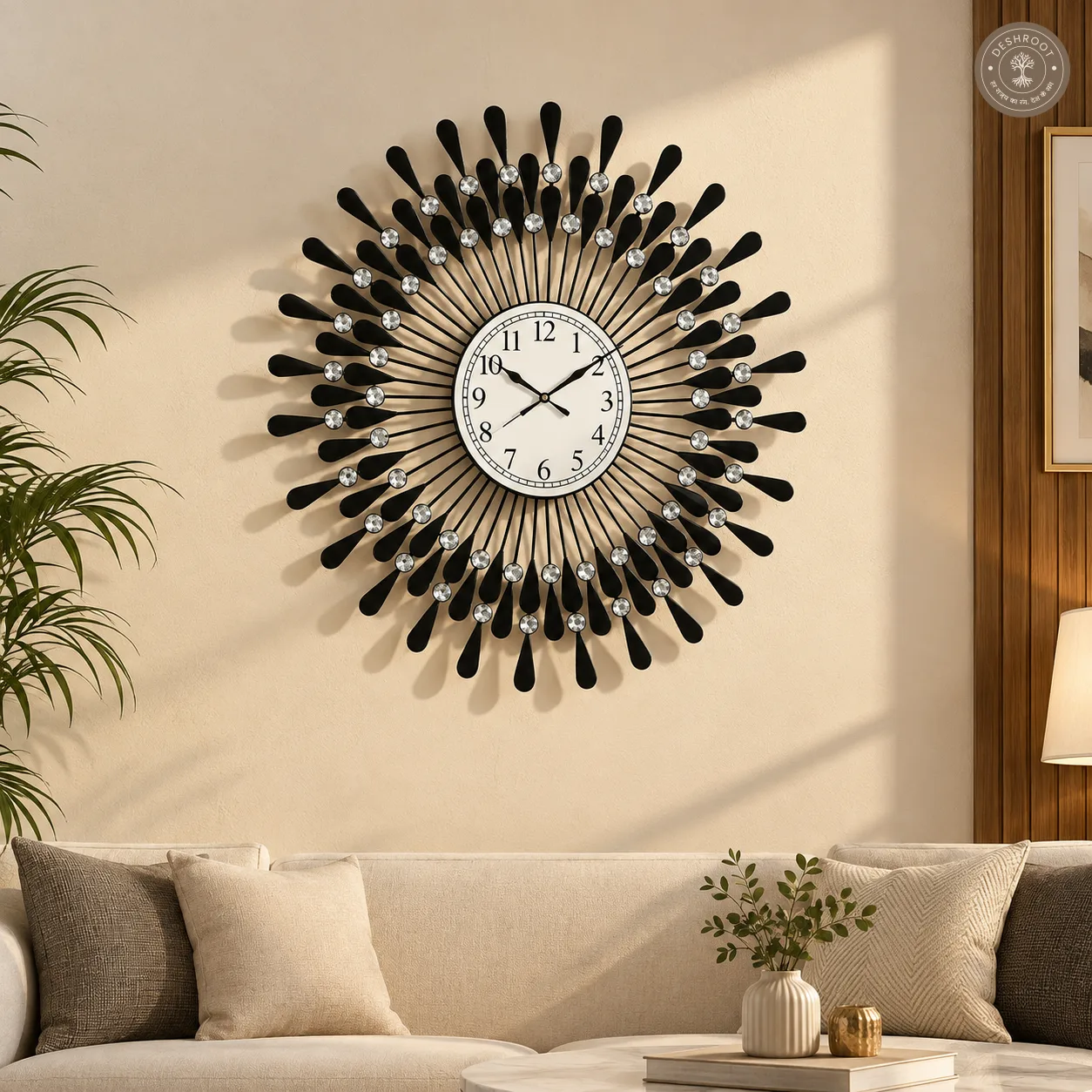 Black Crystal Spike Wall Clock