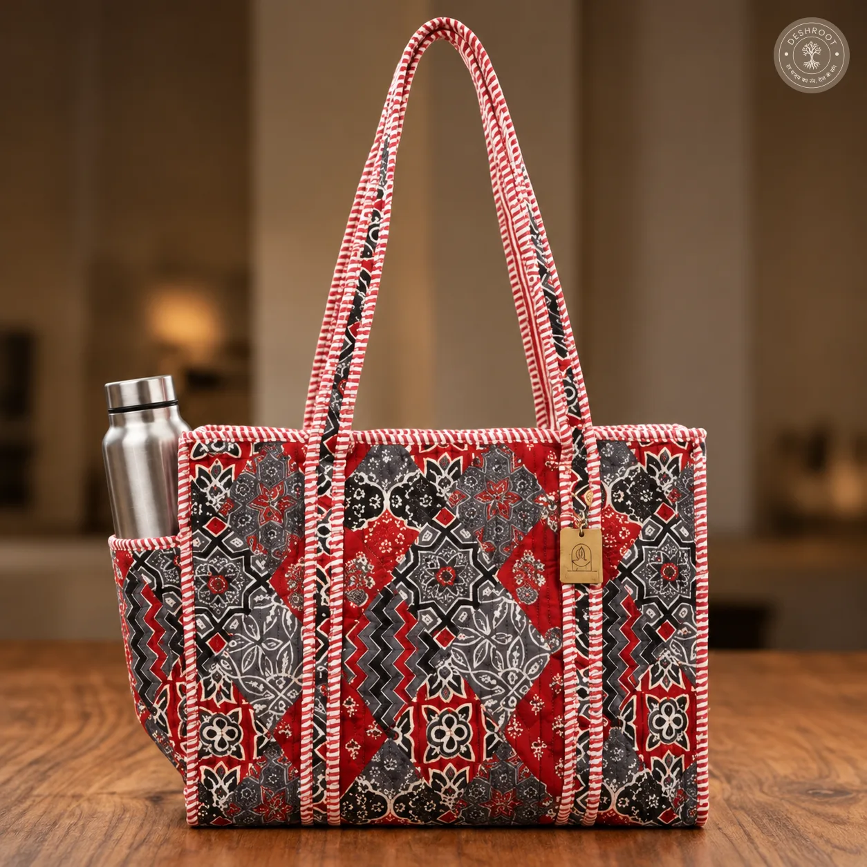 Red & Grey Printed Multipurpose Shoulder Bag for Women