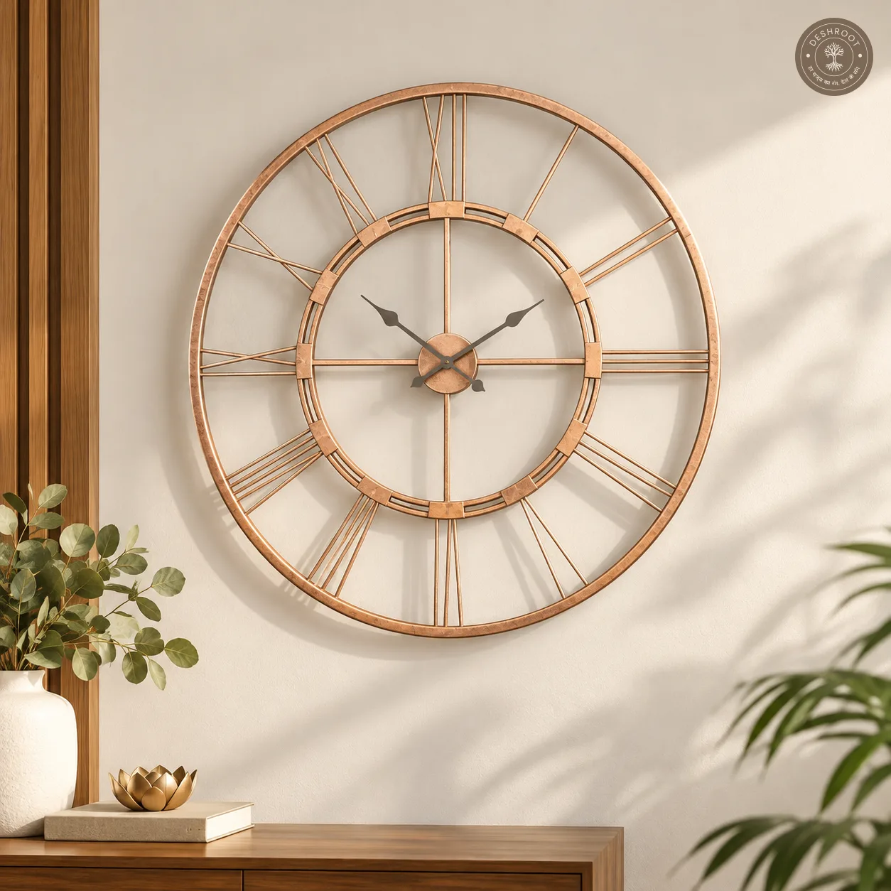 Rose Gold Roman Wall Clock