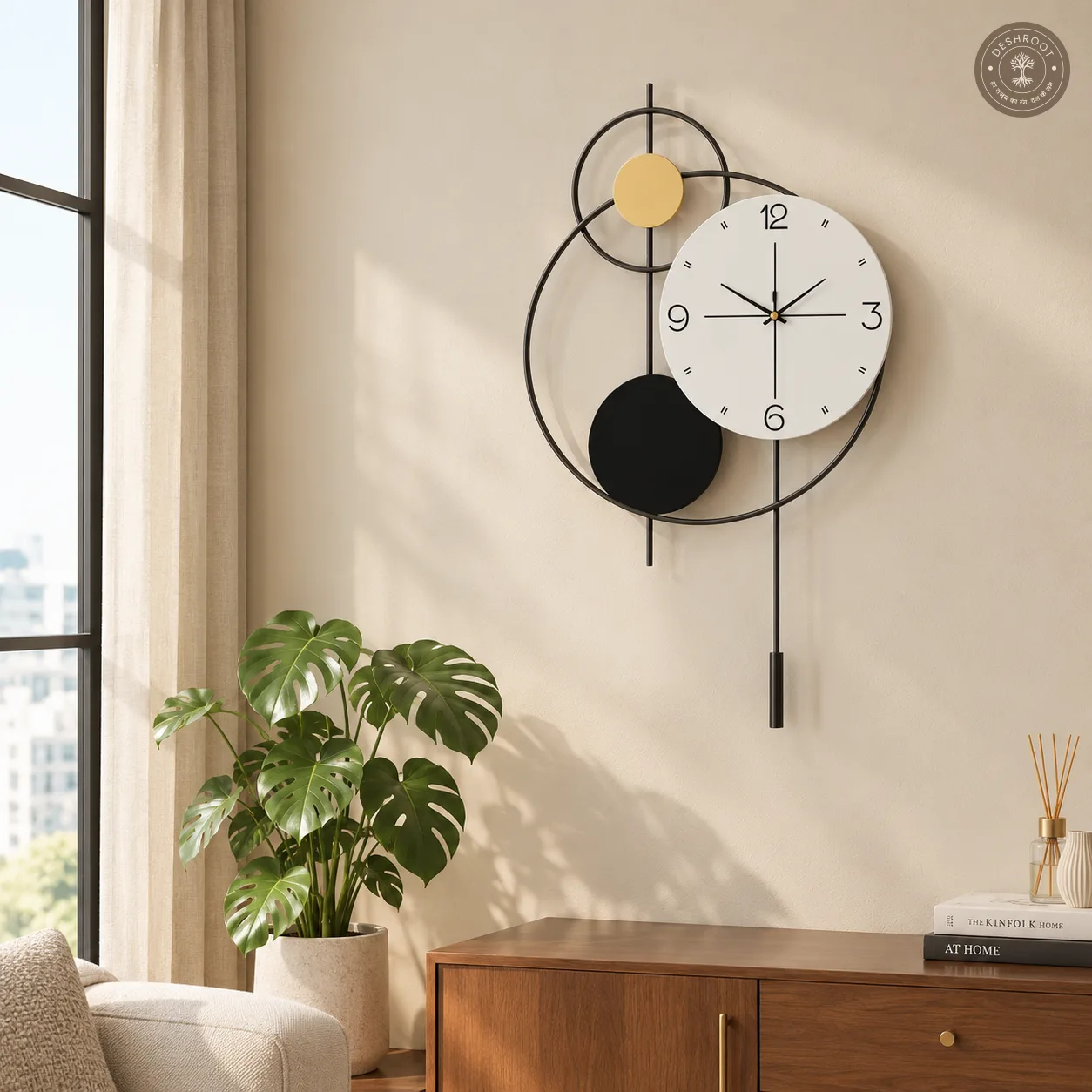 Black Golden Circle Wall Clock