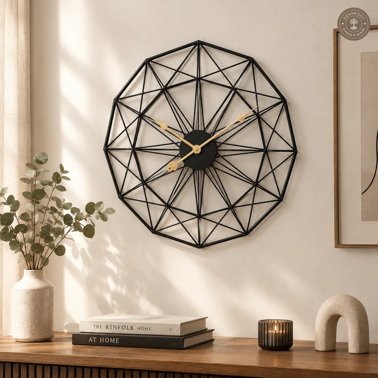 Geometric Octagonal Metal Wall Clock