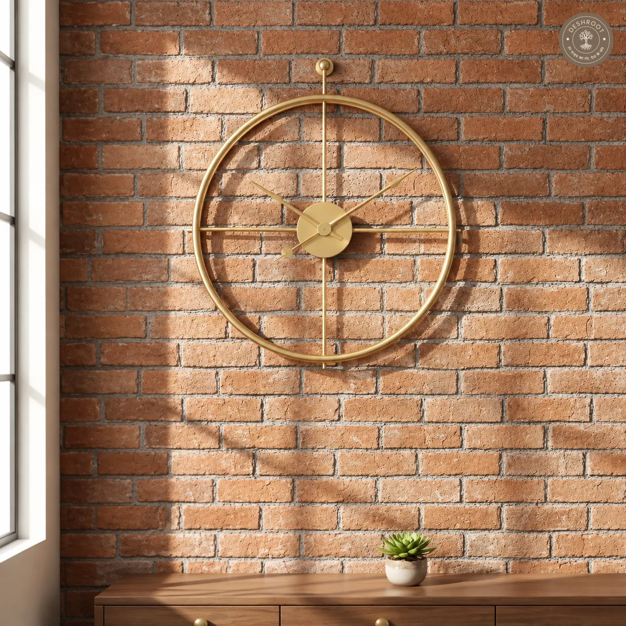Gold Halo Round Metal Wall Clock