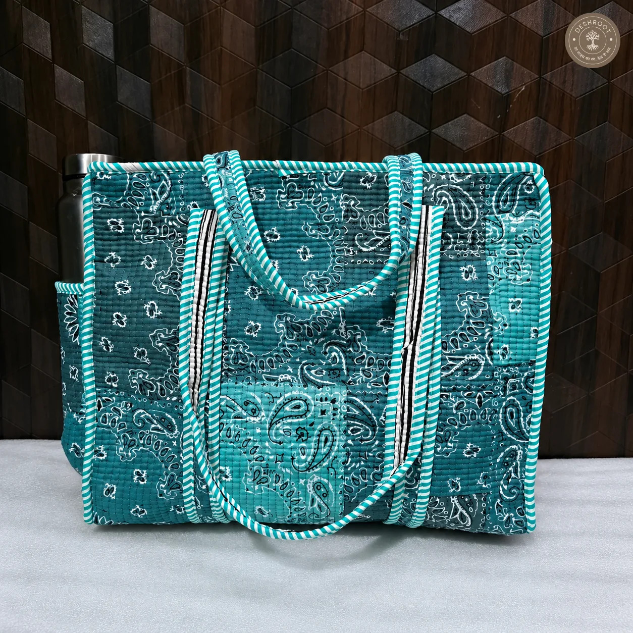 Teal Paisley Printed Multipurpose Shoulder Bag for Women