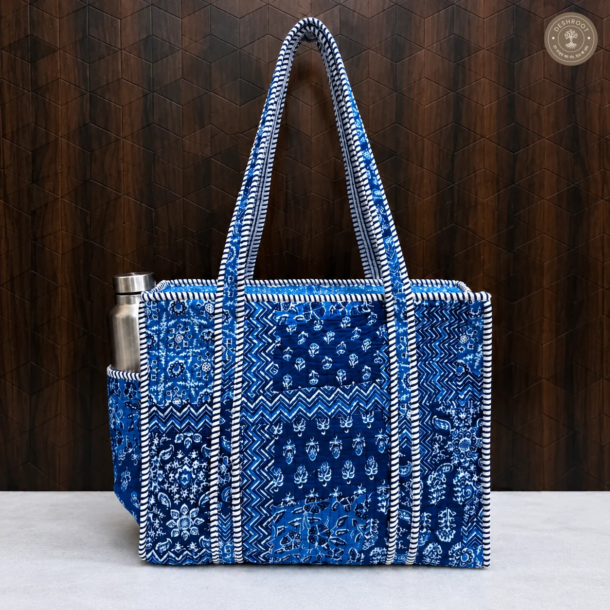 Blue Patchwork Printed Multipurpose Shoulder Bag for Women