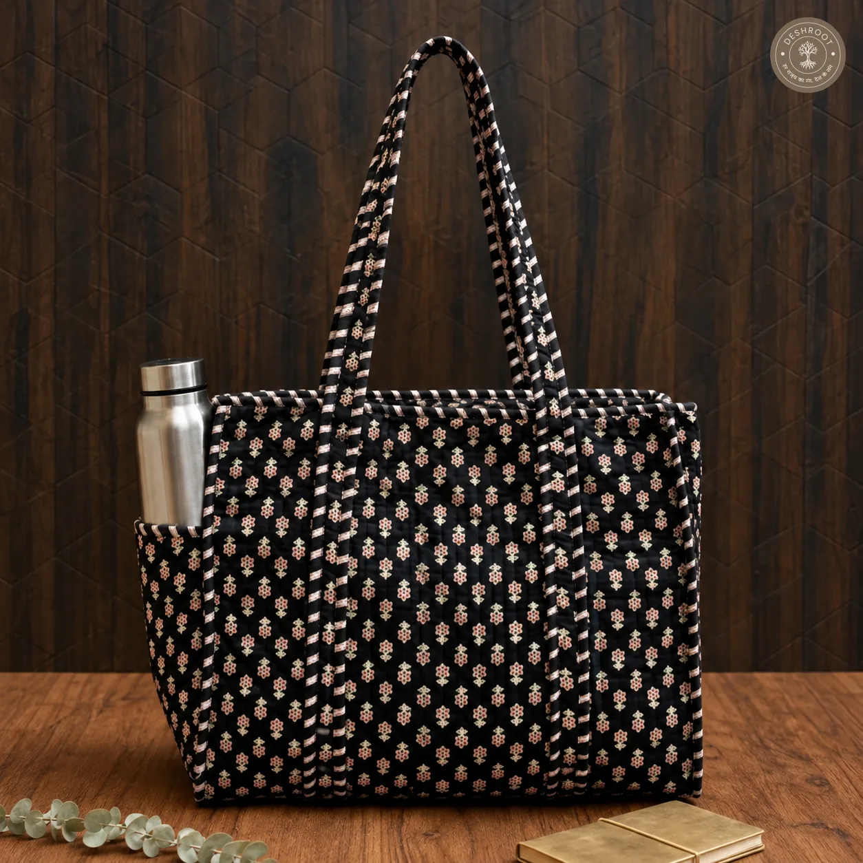 Black Buti Printed Multipurpose Shoulder Bag for Women
