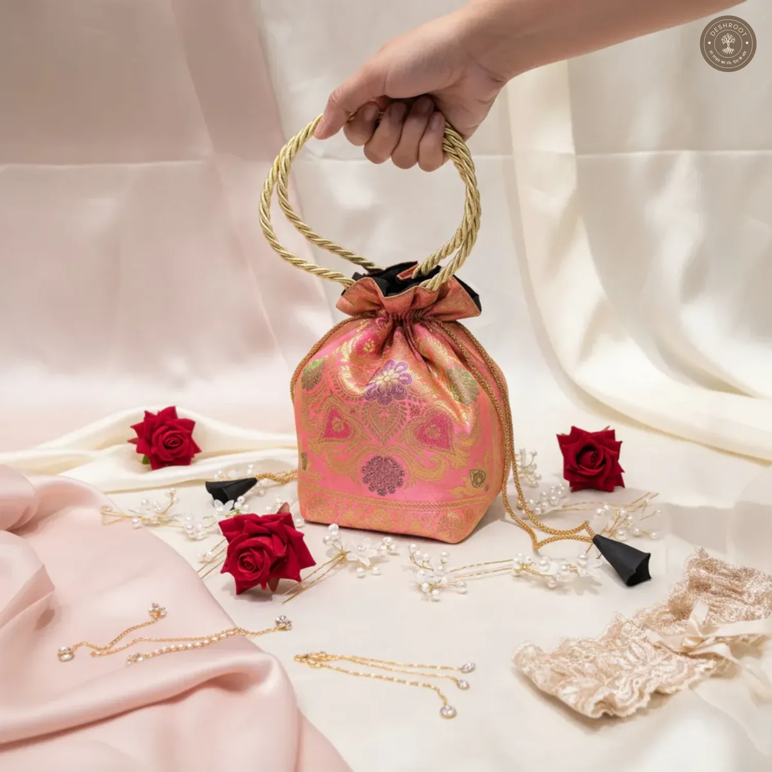 Banarasi Silk Brocade Potli Bag