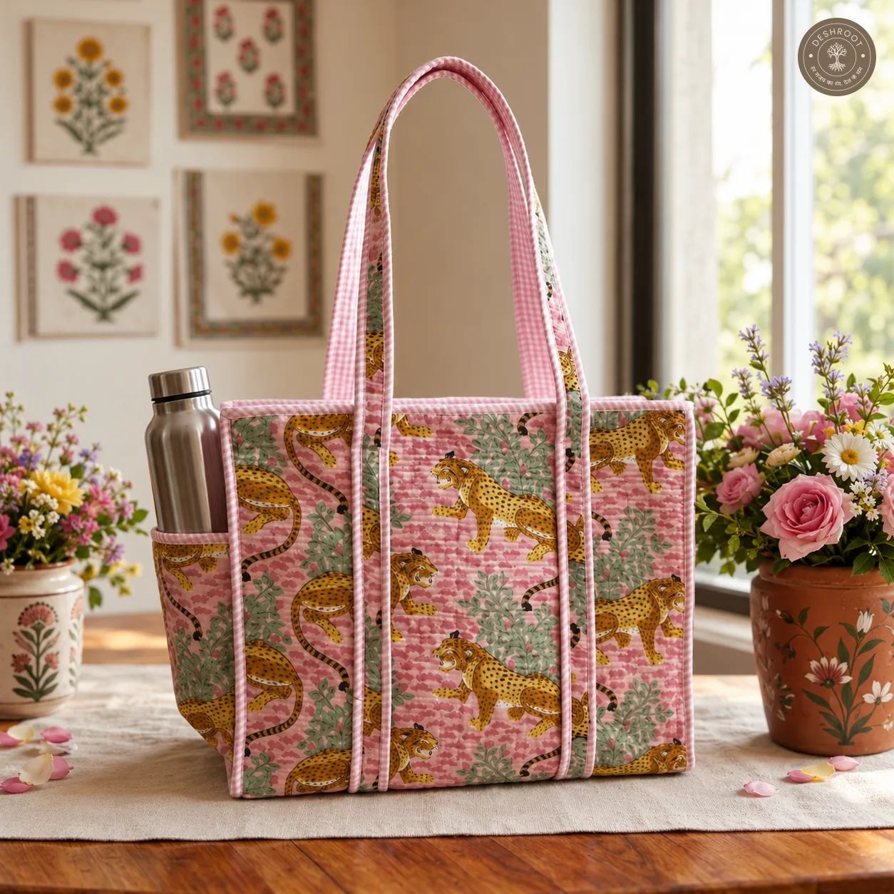 Pink Leopard Printed Multipurpose Shoulder Bag for Women