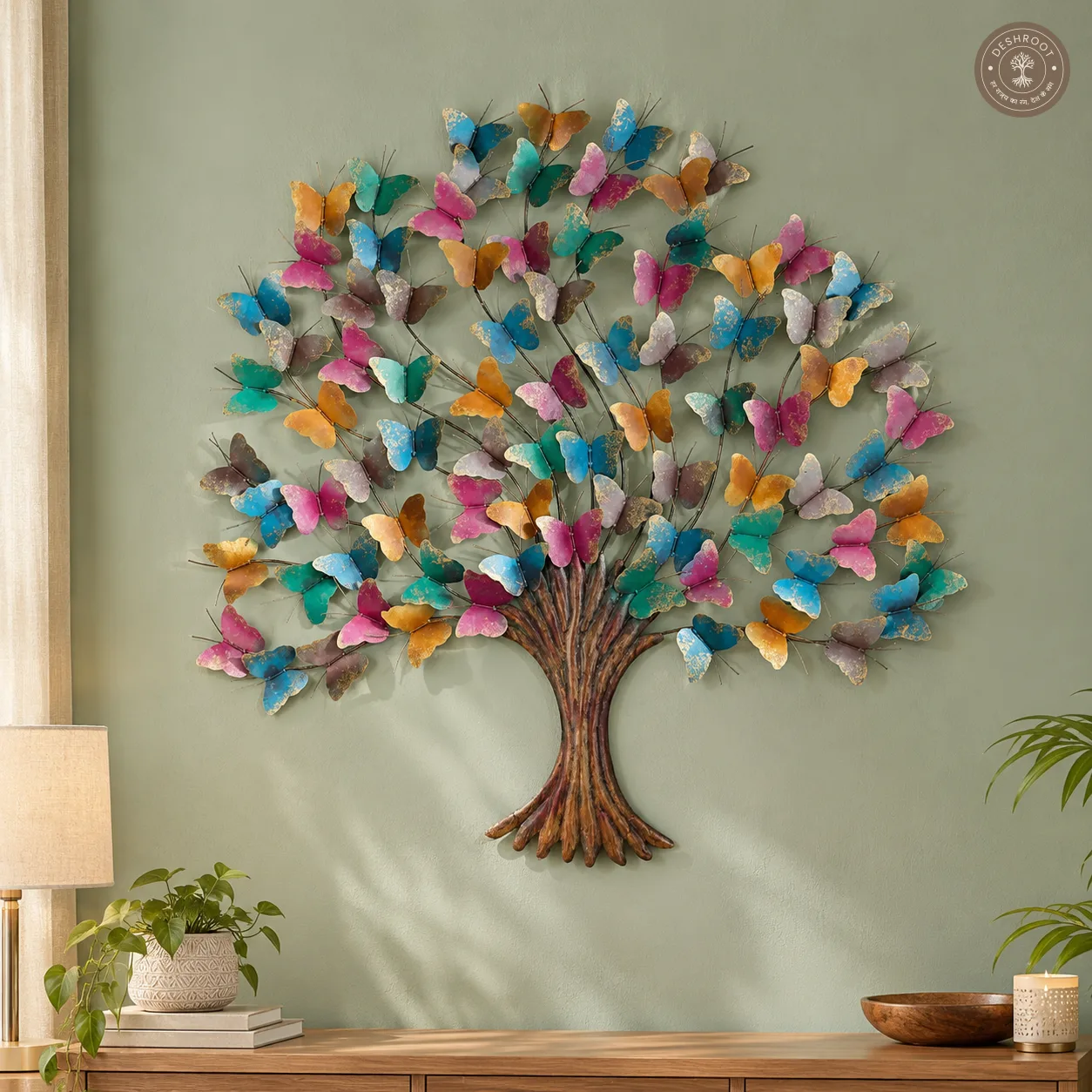 Multicolour Butterfly Metal Wall Art