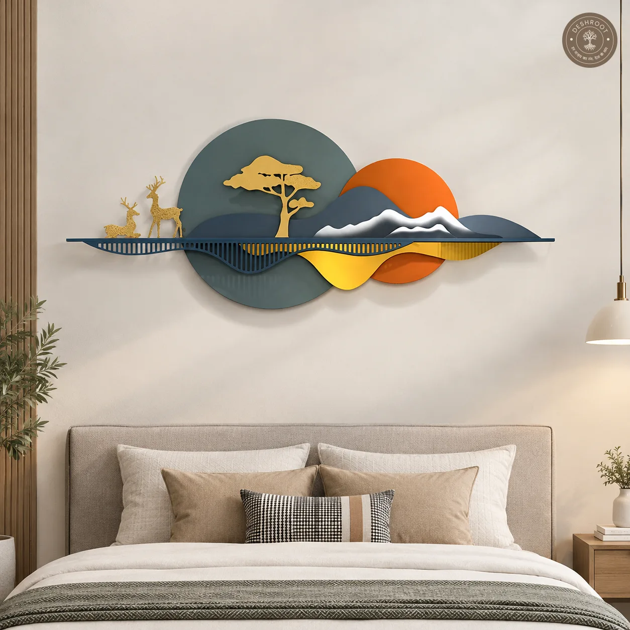 Golden Deer Metal Wall Art