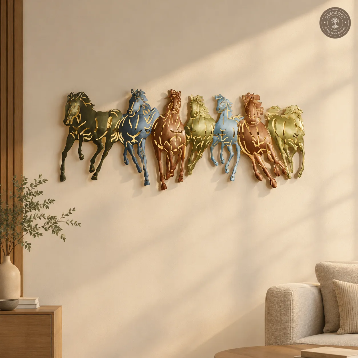 Seven Horses LED Metal Wall Art