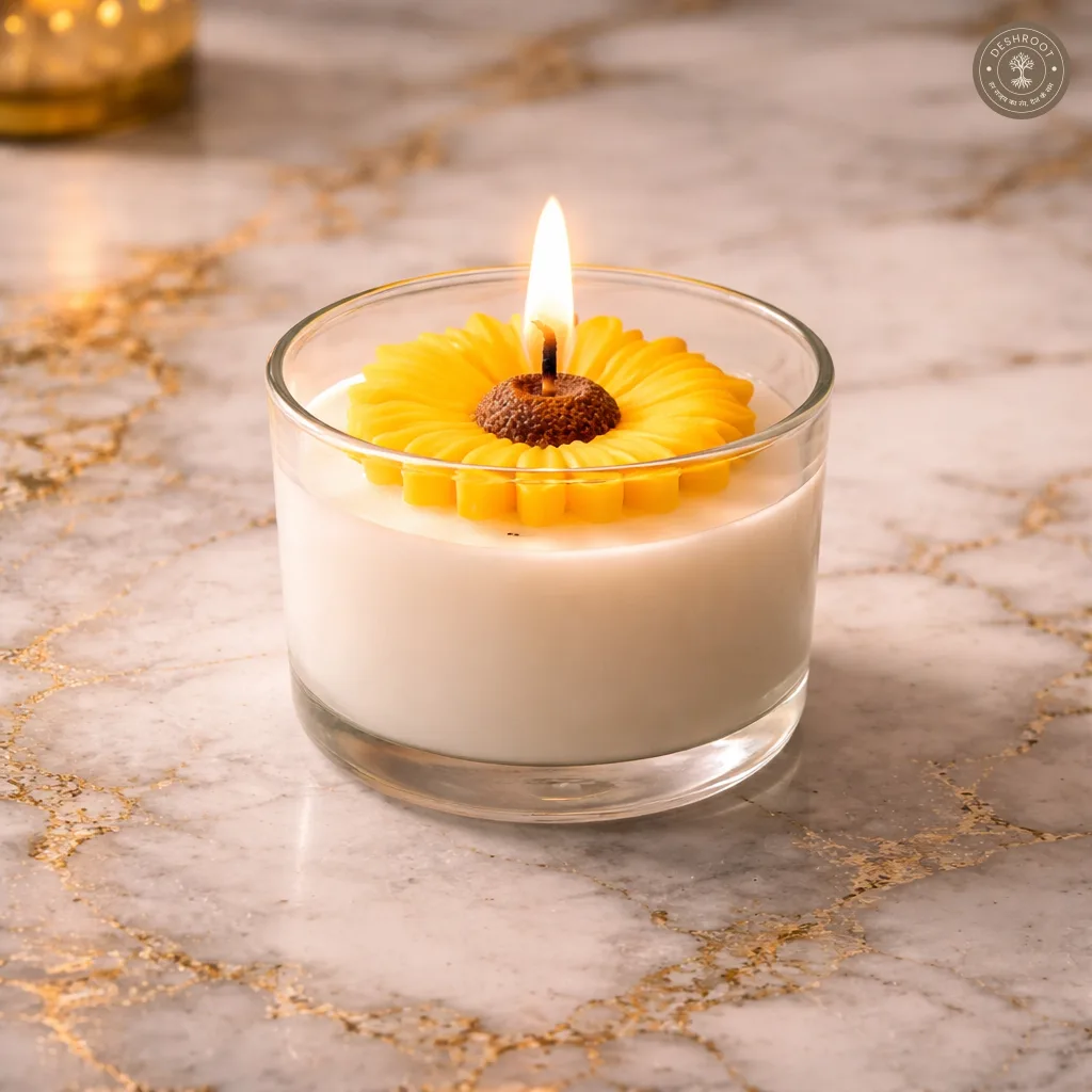 Sunflower Glass Jar Candle