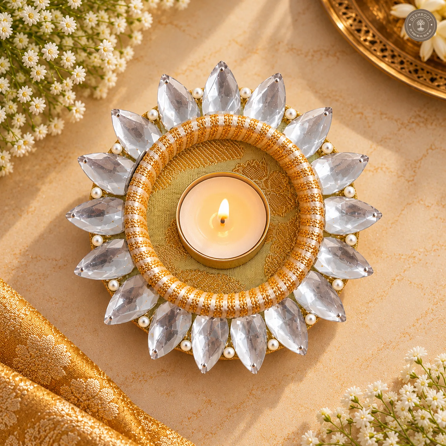 Crystal Petal Tea Light Holder