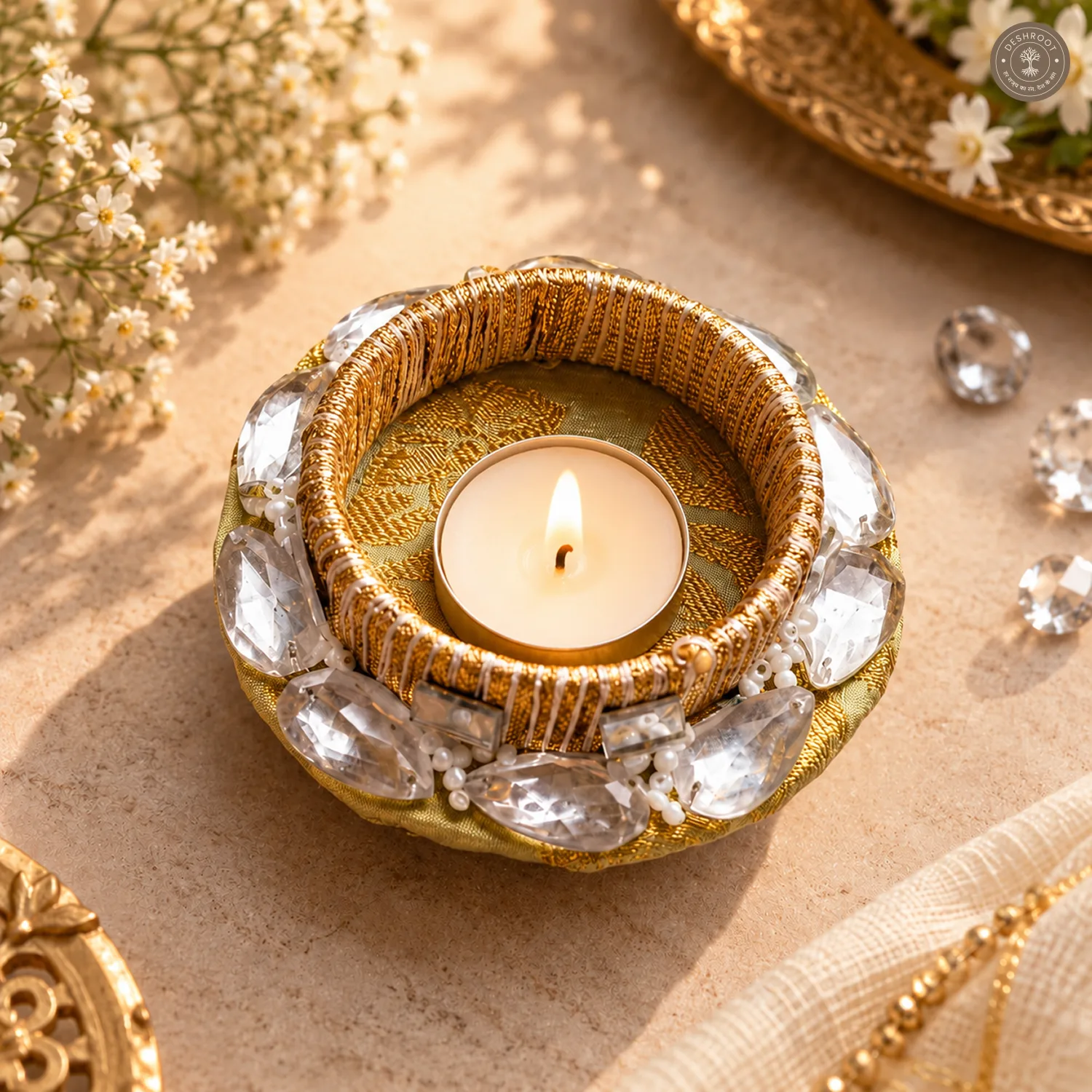 Teardrop Crystal Tea Light Holder