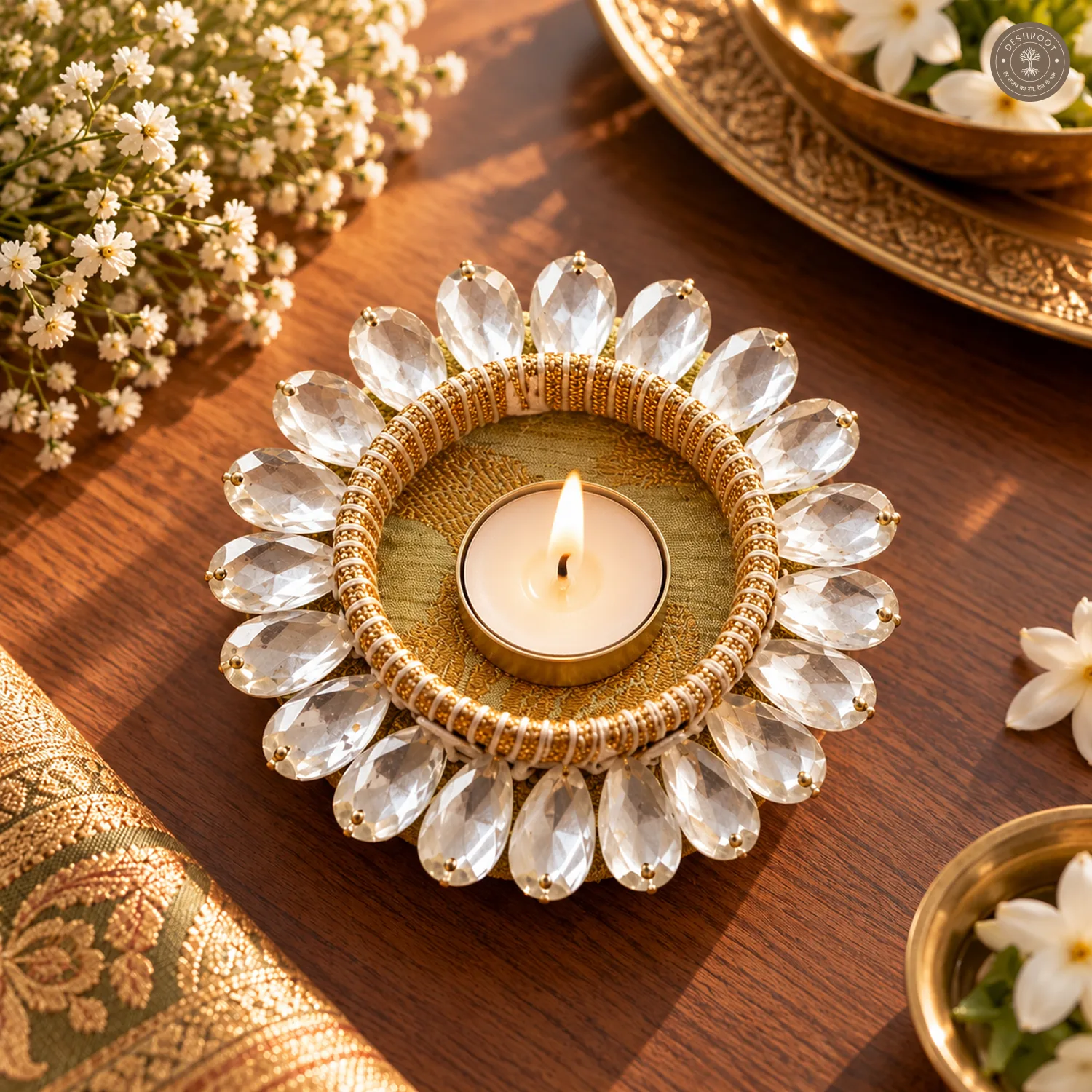 Crystal Sunburst Tea Light Holder