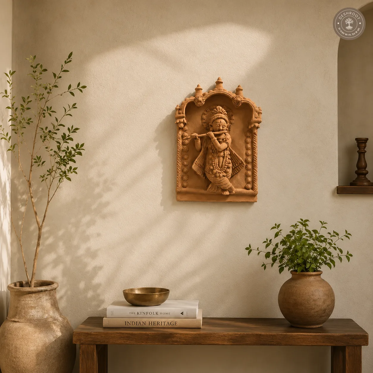 Rajasthani Handcrafted Terracotta Krishna Wall Panel