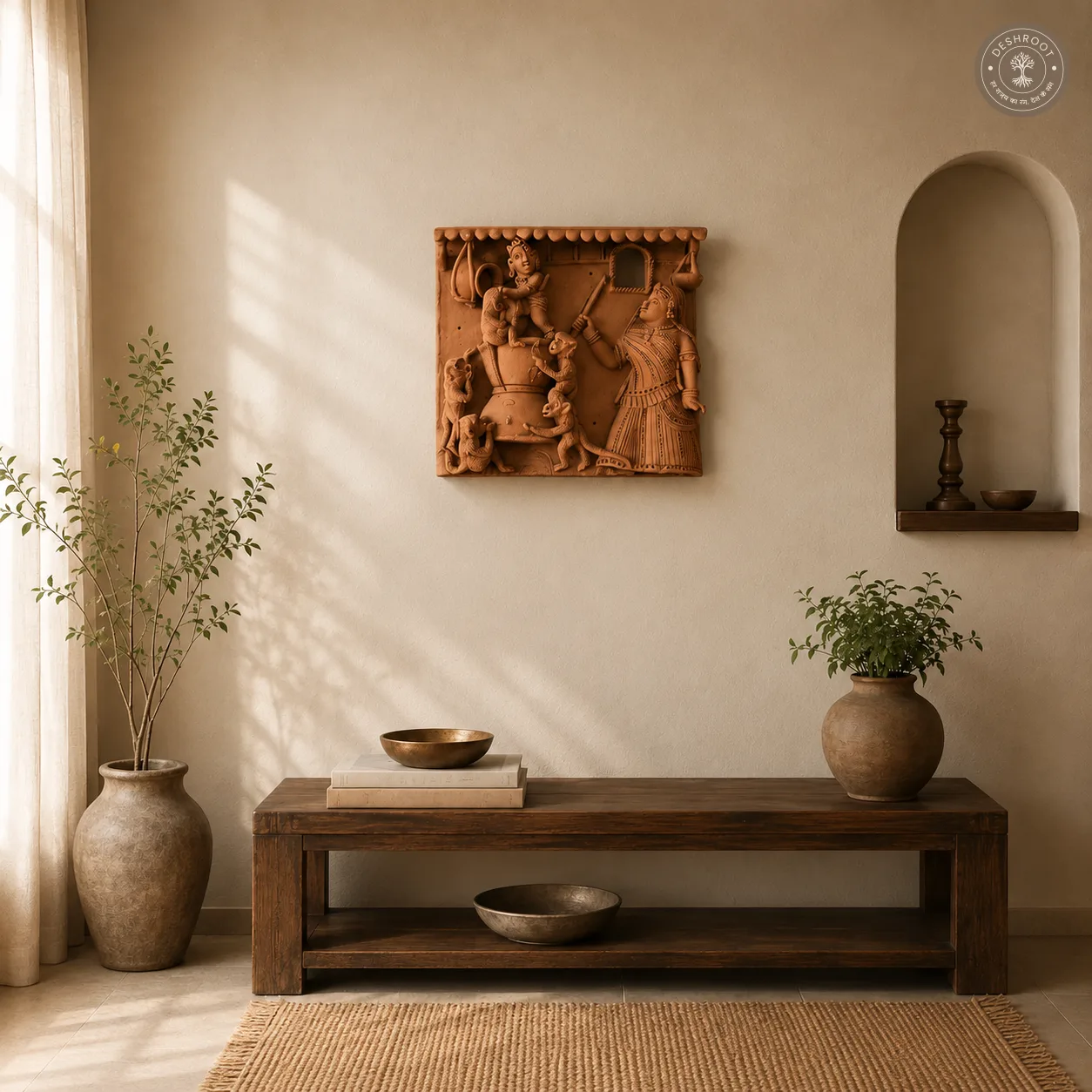 Rajasthani Handcrafted Terracotta Folk Art Wall Panel