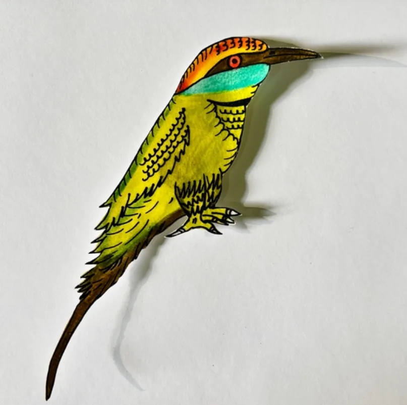 Green Bee-eater Leather Puppet Fridge Magnet