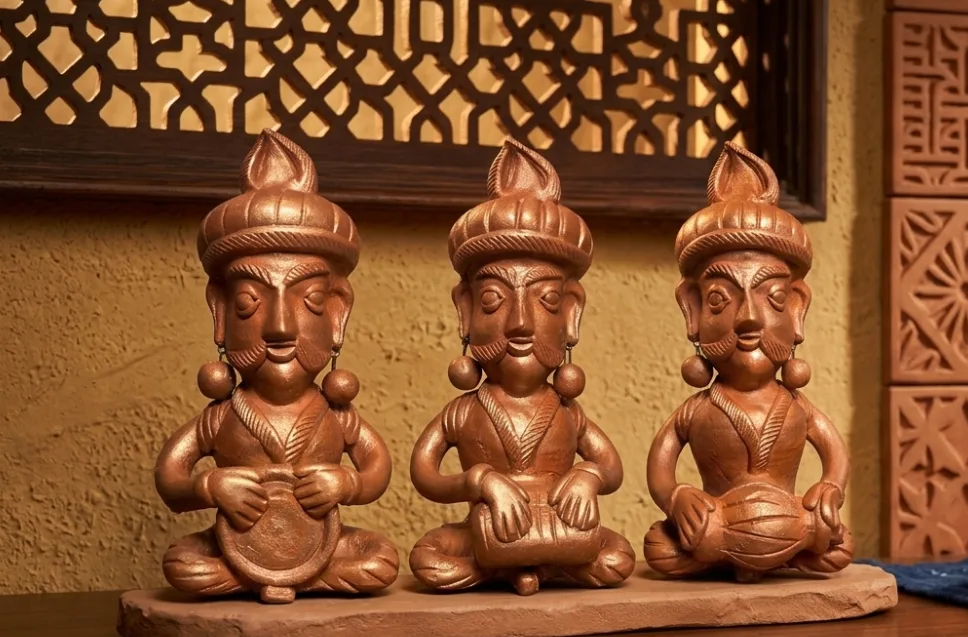 Handcrafted Terracotta Tribal Musician Set of 3
