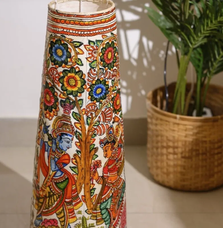 Leather Radha Krishna Floor Lamp – 25 inch